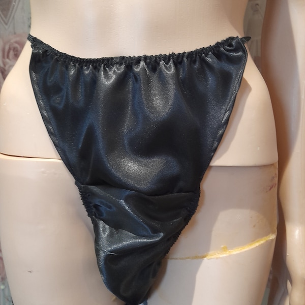 Men's Sexy Satin G String Panties Knickers with Crutch Handmade Size 8 -28 UK