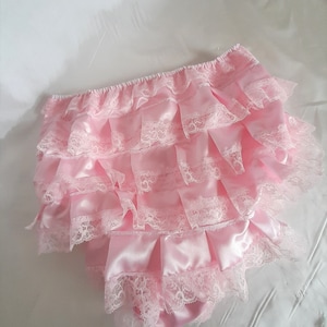 ABDL Adult Baby Sissy Maid Waist 28-56 Satin Lace Frilly Ruffle Knickers Panties