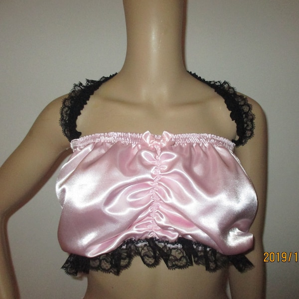 Soutien-Gorge Culotte & Porte-Jarretelles Ensemble Crossdresser Travesti Silky Soft Satin Sissy