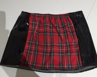 Micro Mini 10"PVC Check Skirt Ladies Transgender Anime Gothic