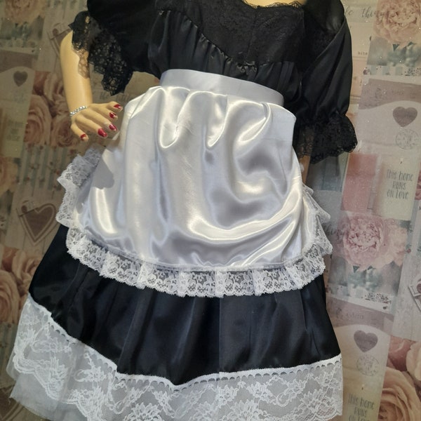 Housemaid,Chambermaid,Nursemaid,Servant.French Maid,Sissy,Costume,Waitress,Dress ,Costume,White Waitress, Dress,Apron,Collar,