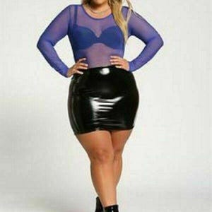 Womens Micro Mini Skirt Faux Leather Shiny Wet Look PVC Ladies Bodycon Skirt 10 inch