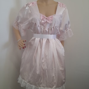 Adult baby sissy girl /boy smock dress lace satin cosplay size 8-28