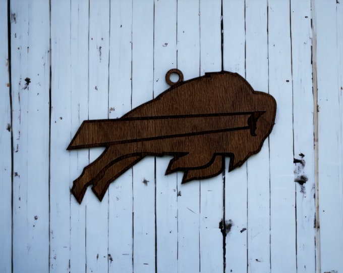 Featured listing image: Solid Walnut Buffalo Football Christmas Ornament