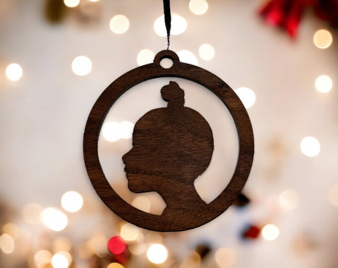 Featured listing image: CUSTOM - Solid Walnut Laser-Cut Silhouette Ornament