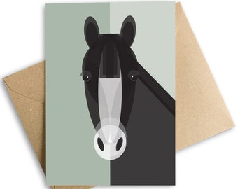 Mid-Century Modern Horse Greetings Card - Blank Notelet
