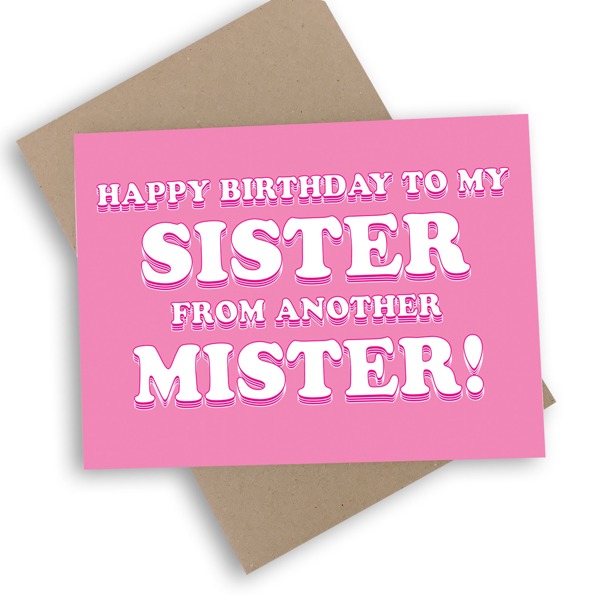 Happy Birthday To My Sister From Another Mister Happy Birthday To My Sister From Another Mister Card Pink | Etsy Hong Kong
