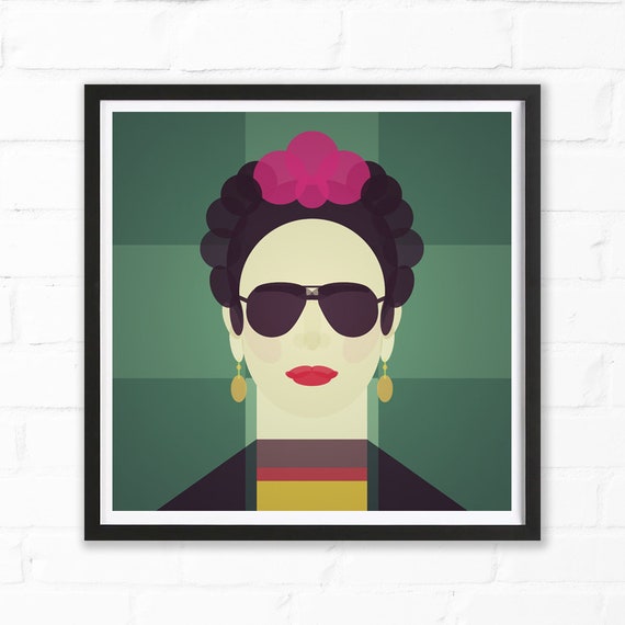Frida Kahlo Art Print, Ray Bans, Mid Century Modern Portrait  display picture 1