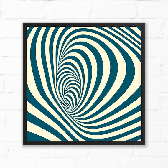 Hypnotic Spiral Fine Art Print. Spiral Art. Hypno. Mid Century Modern  Design. Wall Art. Cool and Funky Retro Colours. Stripes.