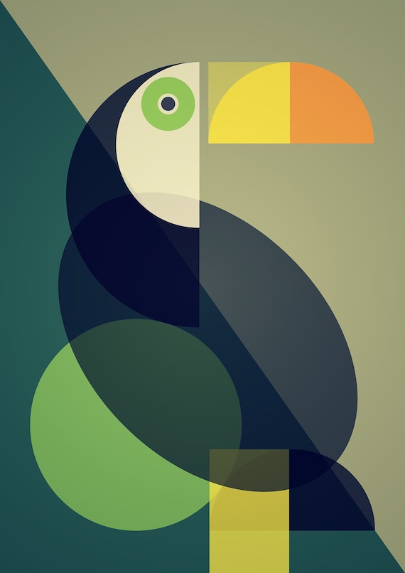 Mid Century Toucan Fine Art Print. Mid Century Modern Design