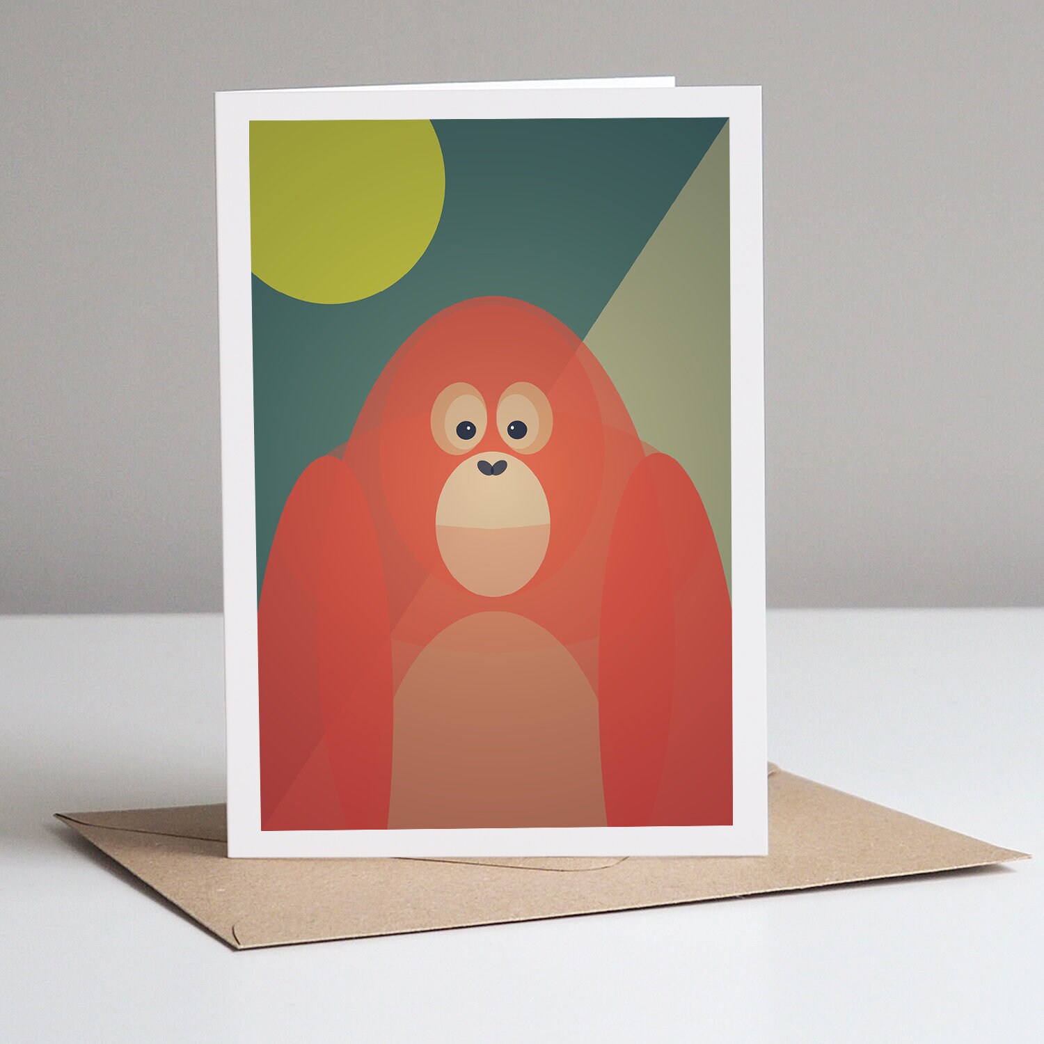 Orangutan Monkey Landscape Greeting Card