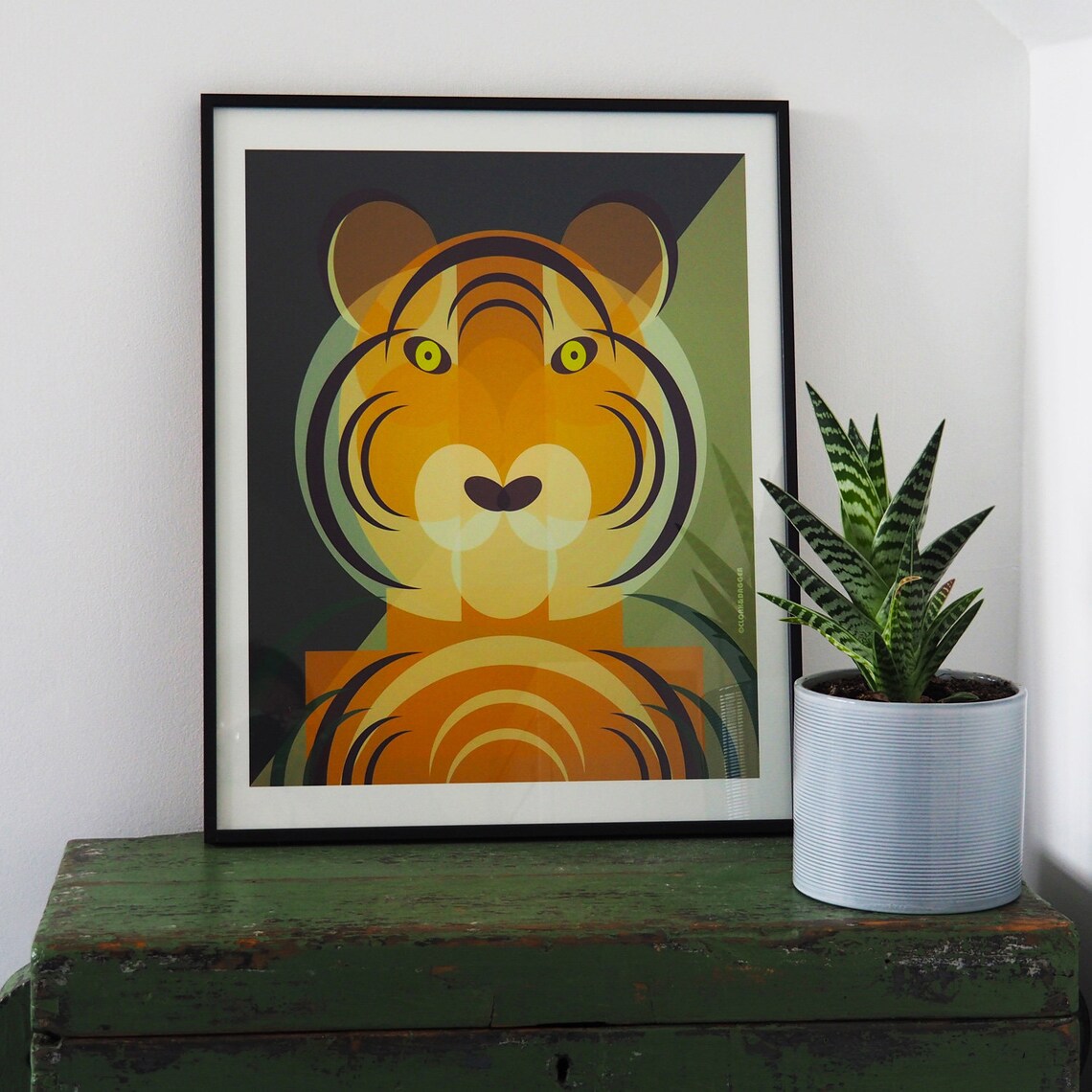 Mid Century Tiger Fine Art Print. Mid Century Modern Design. Etsy