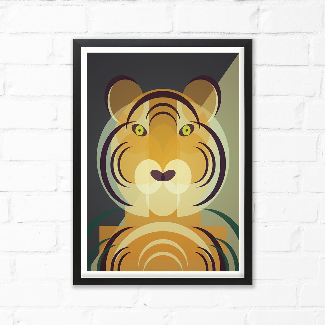 Mid Century Tiger Fine Art Print. Mid Century Modern Design. Etsy