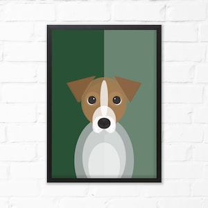 Jack Russell Dog Art Print. Terrier Dog. Mid Century Modern Design. Wall Art. Gallery Wall. Dog Print. Dog Lover Gift.