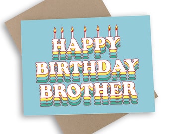 Happy Birthday Brother Blue Layer Cake Card, Recycled Kraft Envelope, Eco-Friendly