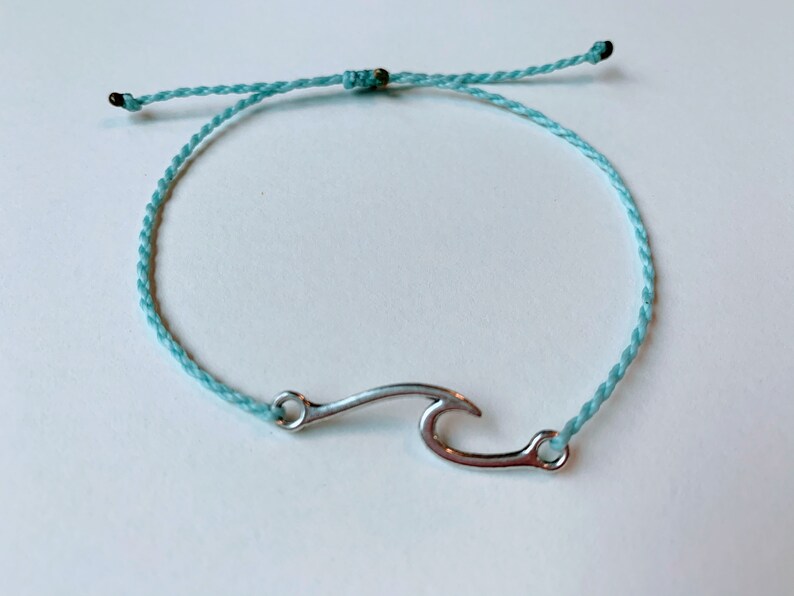 Wave Bracelet-Waterproof Bracelet-Adjustable Wave Bracelet-Twisted Wax Cord Bracelet-Ocean Wave-Choose A Color-Beach Bracelet-Waterproof
