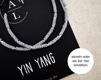 Yin & Yang Armband | schwarz-weiß | silber, gold