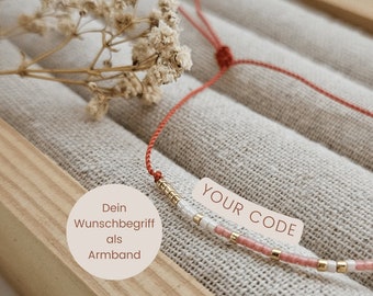 Personalized Morse code bracelet with individual word of choice | personalized gift for girlfriend | coral-pink