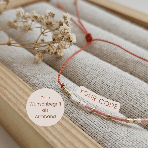 Personalisiertes Morsecode-Armband mit individuellem Wunschbegriff | personalisiertes Geschenk für Freundin | koralle-pink