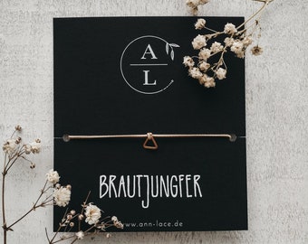 Brautjungfer fragen | Armband Dreieck mit Vintage-Karte | Geschenk Hochzeit personalisiert