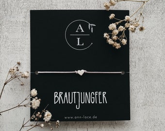 Brautjungfer fragen | Armband Herz mit Vintage-Karte | Geschenk Hochzeit personalisiert