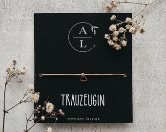 Trauzeugin fragen | Armband Dreieck mit Vintage-Karte | Geschenk Hochzeit personalisiert