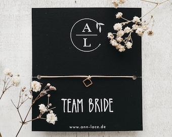 Team Bride | Armband Quadrat mit Vintage-Karte | Geschenk Hochzeit personalisiert