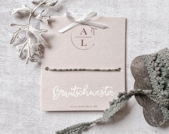 Personalisiertes Morsecodearmband “Brautschwester” eukalyptus, Perlenarmband, Freundschaftsarmband, Geschenk für Brautschwester