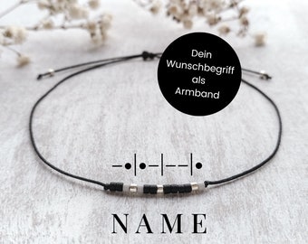 Morsecodearmband silber | Wunschbegriff | Name | personalisiertes Geschenk für Freundin - Mama - Schwester - Trauzeugin - Partnerarmband