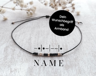 Morsecodearmband gold | Wunschdatum | Name | personalisiertes Geschenk für Freundin - Mama - Schwester - JGA - Tante - Partnerarmband