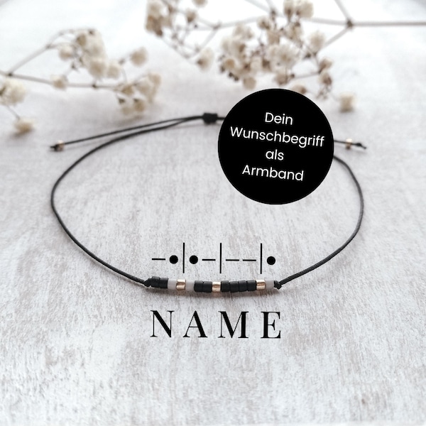 Morsecodearmband gold | Wunschdatum | Name | personalisiertes Geschenk für Freundin - Mama - Schwester - JGA - Tante - Partnerarmband