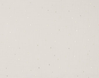 Musselin - Baumwollmusselin - Double Gauze - Folienprint - Mini Glitter Stripes - weiß / gold Glitzer