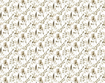 Jersey - Flower - Blumen - Vintage Leaves by Poppy - weiss / taupe