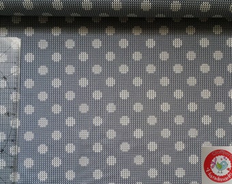 Jersey  - Strickoptik - Dots / Punkte - grau / weiß