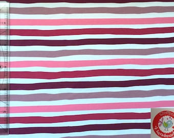80cm Reststück - Jersey - Streifen /  Stripes - weiß / rosa / beere / mauve