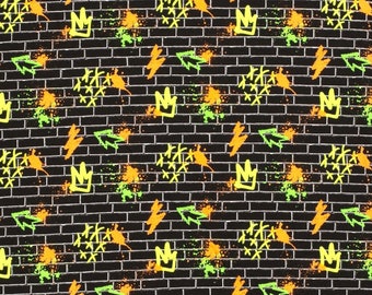 Jersey - Graffiti Wand - schwarz / neon grün / orange / gelb