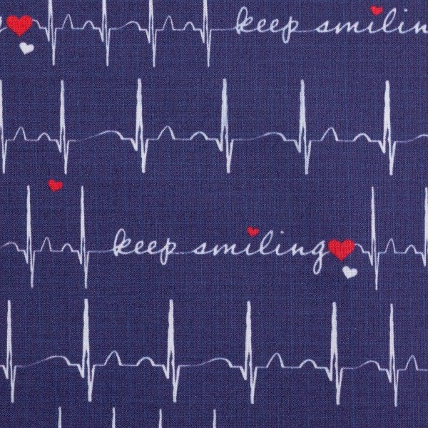 Baumwolle - EKG - Keep Smiling - Toni - Swafing - dunkelblau