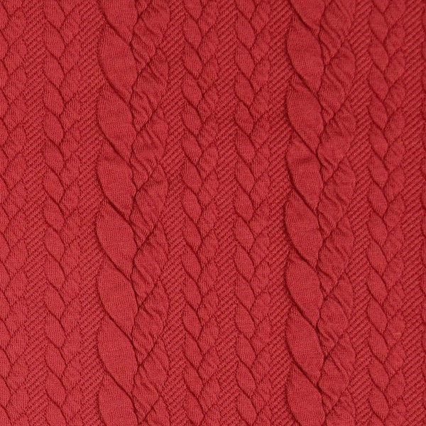 54cm Reststück - Jacquard - Zopf - Zopfmuster - rot