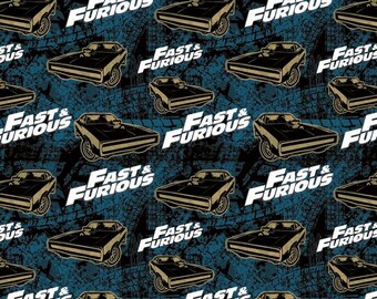 Jersey - Lizenzstoff - The Fast and The Furious - petrol - Digitaldruck