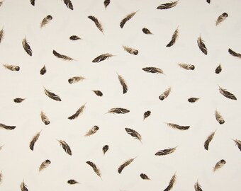 Jersey - Federn - Feathers - wollweiß / taupe