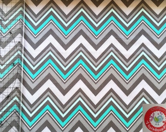 Baumwolle - Camelot Fabrics - Mint Condition - Chevron - grau / mint