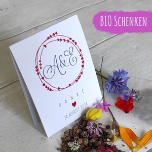 12 Personalisierte Gastgeschenke Hochzeit Samenbomben Tischkarten Mitgebsel Taufe BIO Samen Wildblumen Werbemittel Konfirmation Partydeko
