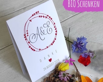 12 Personalisierte Gastgeschenke Hochzeit Samenbomben Tischkarten Mitgebsel Taufe BIO Samen Wildblumen Werbemittel Konfirmation Partydeko