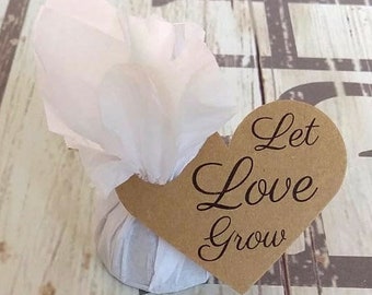 Vintage Gastgeschenke Hochzeit LOVE GROW Taufe Geburt Kommunion Konfirmation Seedbombs Samenbomben in Seidenpapier weiß Kraft Karte