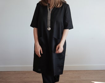 Linen tunic and pants/ elegants linen costume/ organic linen/ slow fashion/ spring outfit/ summer outfit/ birthday gift/ black linen