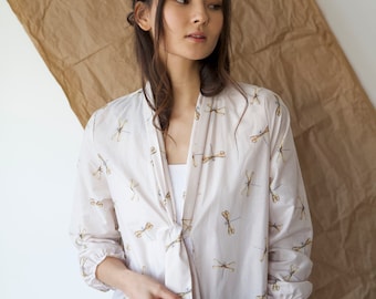 Dragonfly kimono/ cotton/ beige/ neutral kimono