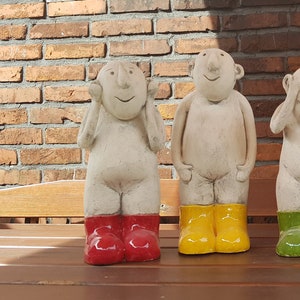 Garden figure - red boots - garden ceramics - garden decoration