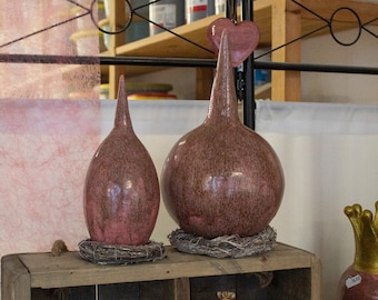 Blumenstecker OVAL - Keramik - rosa melliert- Gartendeko - Dekoration - Garten