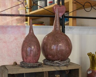 Ronde bloemsteker - keramiek - roze gemêleerd - tuindecoratie - tuin
