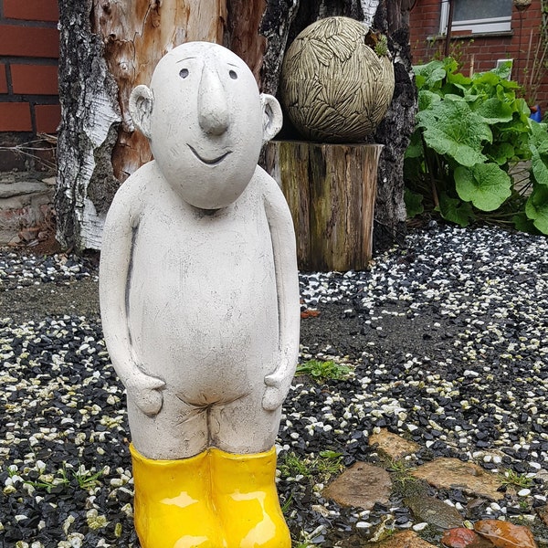 Garten Figur - gelbe Stiefel - Gartenkeramik - Dekoration Garten